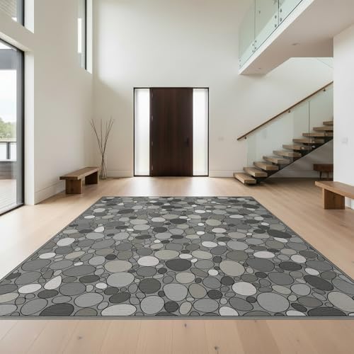 Design&I 9'x12' Smooth Finish Modern Stone Foldable Mat, Light Grey