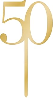 Amscan Sparkling Celebration Acrylic 50 Pick Cake Topper, Gold