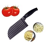 LaLiHa Crinkle Cutter Garnishing Knife for dough, French Fry Potato Cutter Stainless Steel Zig Zag Gadget Waves Chopper Knife for veggies Chip Blade (Corrugated blade,Large size)