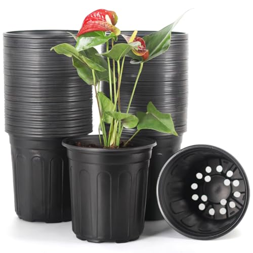 JERIA 50-Pack 1 Gallon Flexible Plant Nursery Pots Thickened Soft Plastic Seedling Pots Seed Starting Pot Flower Plant Container for SucculentsSeedlings