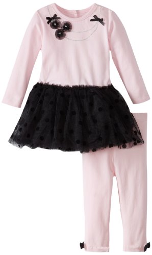 Image of Little Me Baby Girls' Flocked Legging Set
