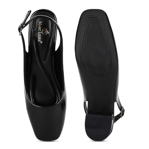 Image of Marc Loire Women Square Toe Solid Block Heel Pumps for Office, Party and Formal Wear