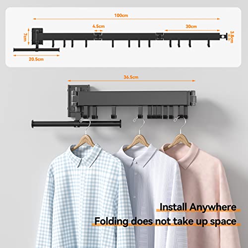 BAICIWE Wall Mounted Clothes Drying Rack, Retractable Laundry Drying Rack, Clothes Drying Rack Folding Indoor, Space Saver, Drying Rack Clothing for Balcony, Laundry, Bathroom, Patio(Tri-Fold) - Image 6