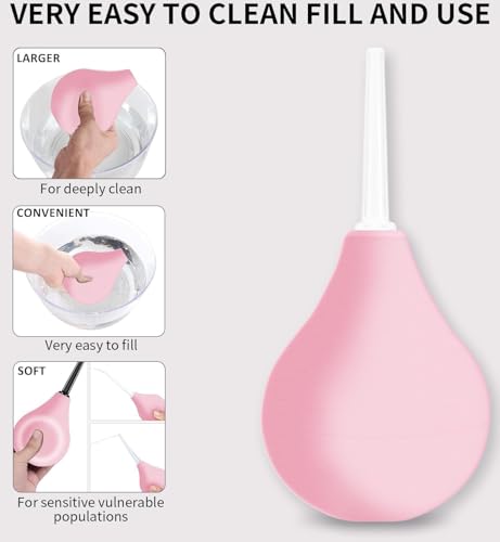Image of Anal Douche Enema Kit - 224ml Enema Bulb Douches for Men and Women, Reusable Enemas for Colon Cleanse, Vaginal Douche Ideal for Daily Care & Travel (Pink)