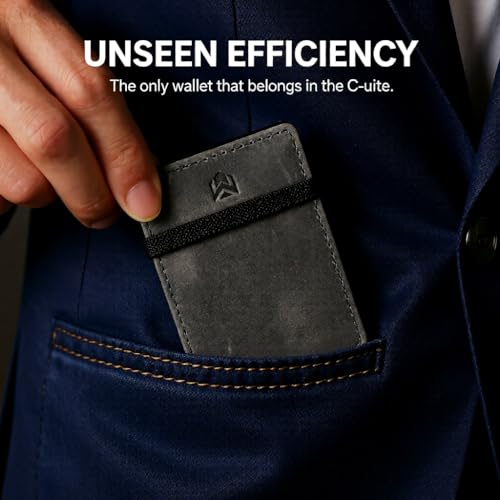Image of RFID Minimalist Slim Wallet for Men and Women, Holds Up to 12 Cards, Cash, Key Thin and Lightweight Credit Card Holder Grey Eco Leather