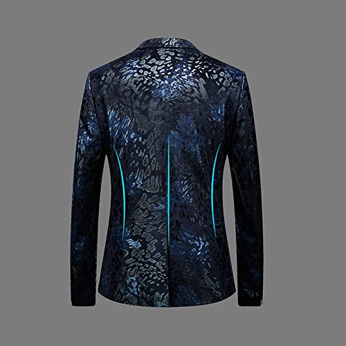Men's Floral Tuxedo Jacket Shawl Lapel 2 Button Velvet Blazer Suit Dinner Prom Party Wedding Jacket Formal Uniform Blue #TOP3