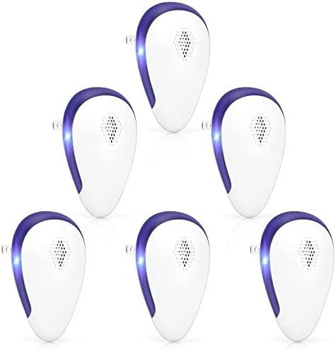 KONIGEVA Ultrasonic Pest Repeller,Pest Control Repeller,High Frequency Ultrasound Electronic Pest-Outdoor Repeller for Mosquito,Mice,Roach,Spider,Insects,Rat, Flea(6 Packs), White