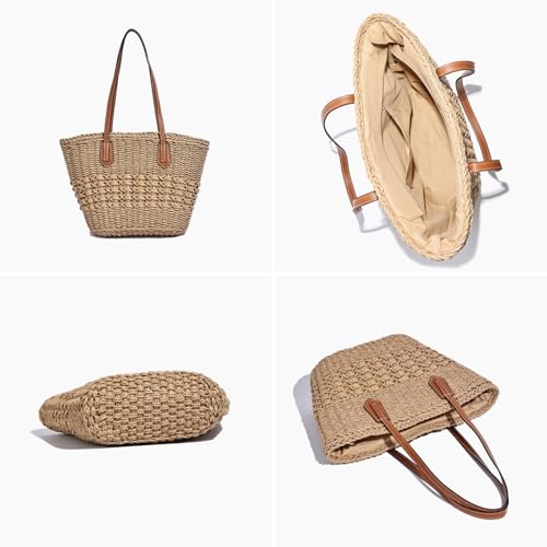 Bolso femenino de hombro tejido en rattan grande miniatura 4