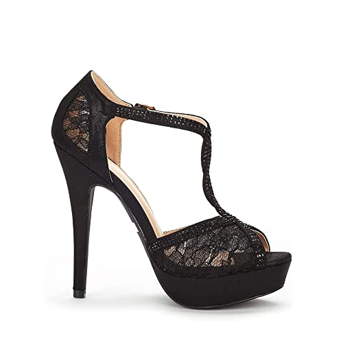 Dream Pairs AA-1-A8-SWAN_16-BLACK-SZ-07 Women'S Swan-16 Black Fashion Stilettos Peep Toe Pump Heeled Sandals Size 7 B(M) Us thumb #2