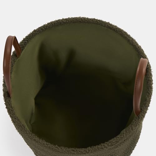 OHS Boucle Storage Basket, Living Room Bathroom Baskets Storage with Handles Soft Compact Decorative Small Storages Basket For Toys Laundry Blankets, Olive Green - Cosy Home Interiors OHS Boucle Storage Basket, Living Room Bathroom Baskets Storage with Handles Soft Compact Decorative Small Storages Basket For Toys Laundry Blankets, Olive Green - Image 6