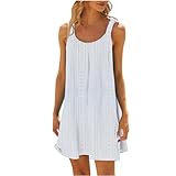 Best Gifts for Women 2016 womens sleeveless mini beach dress crewneck eyelet hollow out solid boho dresses casual summer vacation cute sundress Vestidos Midi
