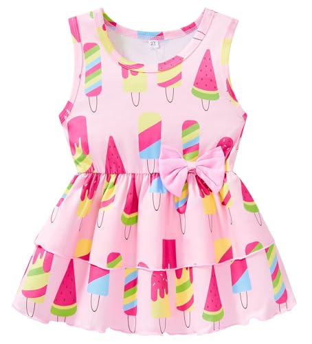Image of Girls 2 Piece Outfit Summer Short Set Sleeveless Bow Knot Tank Top and Shorts Cute Clothes for Toddler Girls