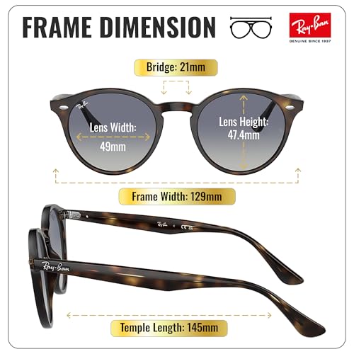 Image of Ray-Ban RB2180 Round Shaped Sunglasses for Men & Women with Official RAYBAN Eyewear Kit
