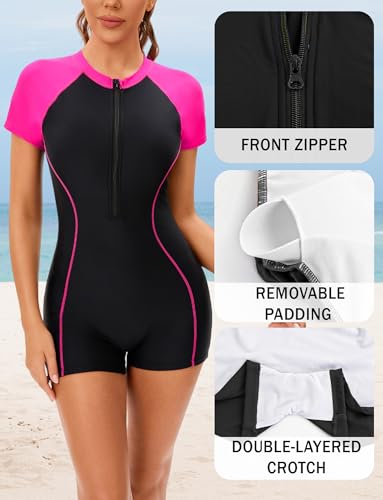 Maillot de bain modeste pour femme avec short boyleg et manches courtes - 3