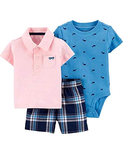 Ensemble polo Carter's 3 pièces rose et bleu pour bébé de 18 mois