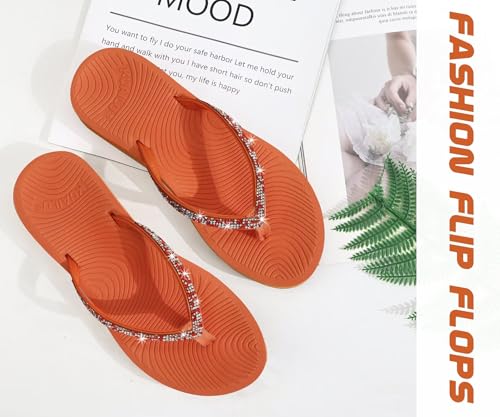 Image of KuaiLu Women's Rhinestone Flip Flops Arch Support Yoga Mat Cushion Sandals