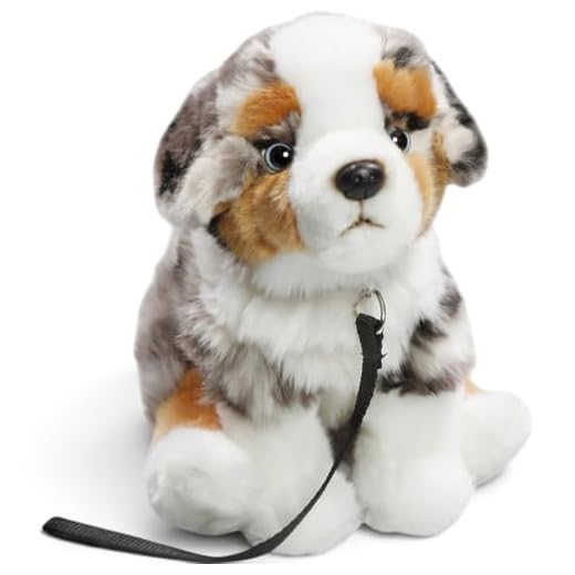 Carl Dick Australian Shepherd Dog with Lead 10.5 inches, 25cm, Plush Toy, Soft Toy, Stuffed Animal 3428