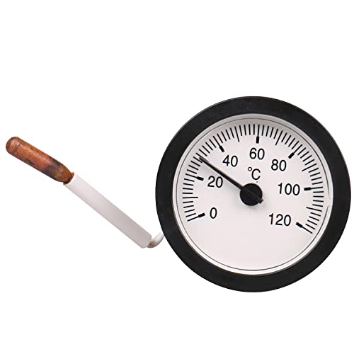 KONDAJI Kapillarthermometer Heizung Zeiger Thermometer Warmwasser Boiler Temperaturmessgerät mit Fühler 0-120°C 1,5m Cover