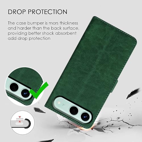 Image of Flip Cover Back Case for Tecno Spark Go 5G | Premium Leather Finish | Inbuilt Pockets & Stand | Flip Cover Back Case for Tecno Spark Go 5G (Green)