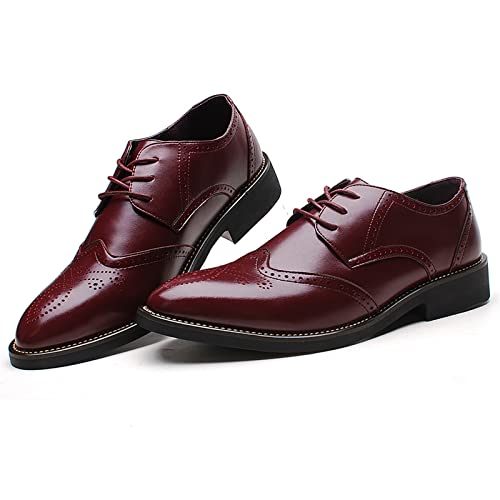 Men's Smart Pointed-Toe Dress Shoes Lace-up Formal Business Wedding Brogues4