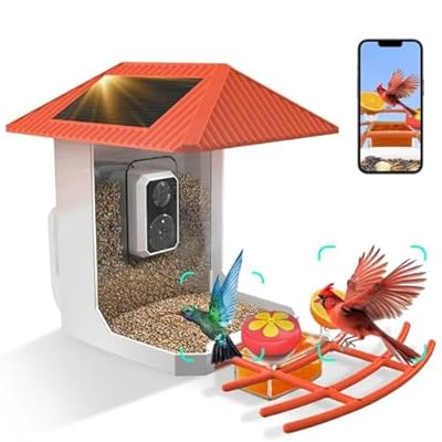 2.5K Smart Bird Feeder with Camera Outdoor Solar Powered, 2.4GHz/5GHz WiFi Birds Watching Camera with Auto Capture & AI Identification, Real-time Notifications, Gift for Bird Lovers