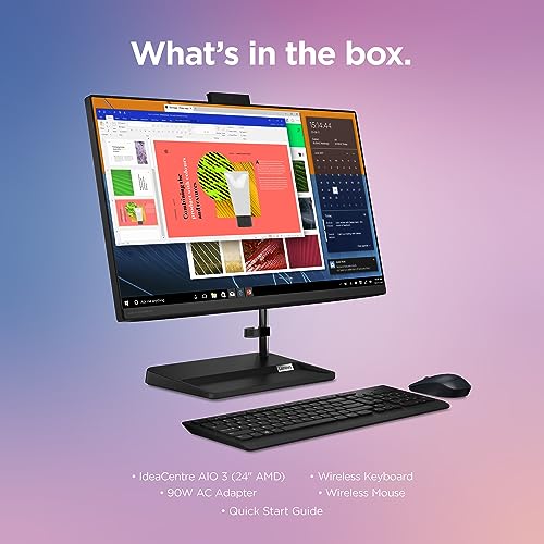 Image of Lenovo IdeaCentre AIO 3 - All in One Desktop Computer - 23.8 inch FHD - 720p HD Built in Camera - Windows 11-16GB Memory - 256GB Storage - AMD Ryzen 3 7330U - Mouse & Keyboard Included
