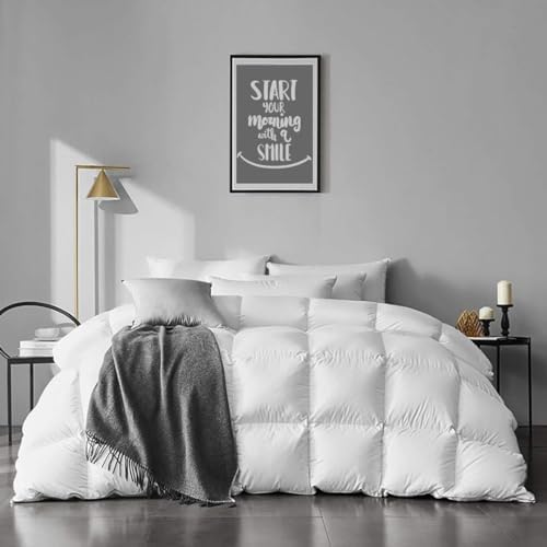 APSMILE Organic Feathers Down Comforter California King, All-Seasons Duvet Insert, 100% Cotton Medium Warm Quilted Bed Comforter Insert (104x96, Ivory White)