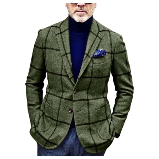 Qinvern Chaqueta de traje informal a la moda a cuadros para hombre, temperamento delgado, cómoda chaqueta de estilo europeo y americano para todos los partidos L