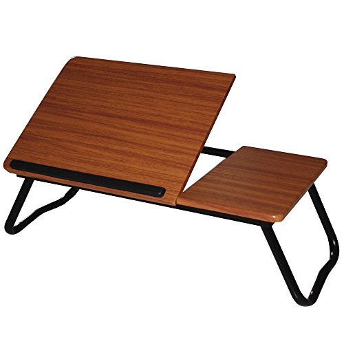 Mesa auxiliar multiusos baja color nogal doble tablero