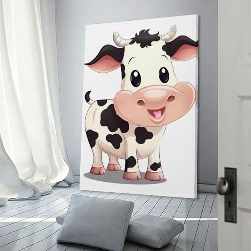 Toile mur art vache dessin animé 50x75cm avec cadre grand poster
