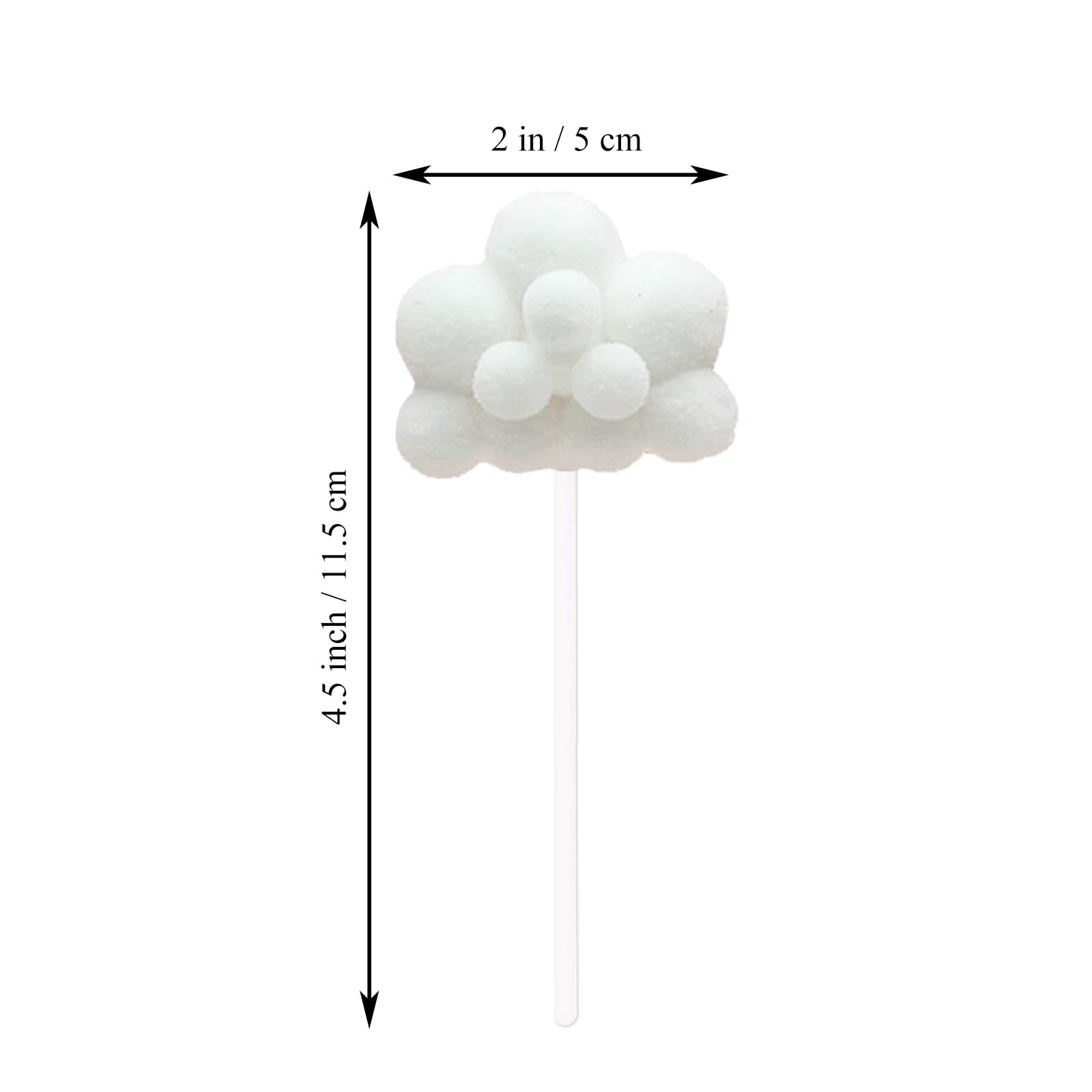 Creaides 10pcs Cloud Cupcake Toppers Plush Yarn Ball Cloud Shaped Dessert Picks Cake Decoration for Baby Shower Wedding Birthday Party Supplies (White)