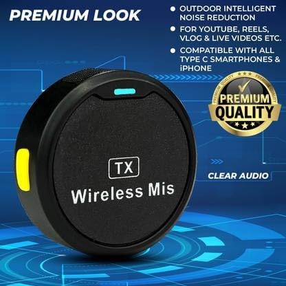 Image of Round Collar Mic Noise Cancellation for Video Recording Vlogs Mobile Camera Tablet Teachers Classes Instagram Singing Reels Live Streaming Podcast Vlogging Interview Office Meeting(Round mic)