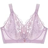 MOONBADI BH Lila Damen Spitze Blumen Bustier Crop Top BH Ohne Bügel Abnehmbare Gepolstert BH Tiefer Ausschnitt Corset Top Unterwäsche büstenhebe Damen 95G
