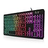 Teclado Gamer LED RGB USB ABNT2 com Fio, 107 Teclas, Anti-Ghosting, Padrão Brasileiro com Tecla ''Ç'' – Compatível com PC/Windows/Linux/Mac, com Iluminação Rainbow, Macio e Silencioso