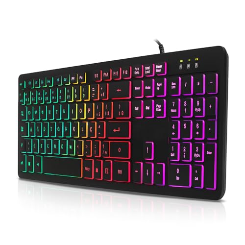 Teclado Gamer LED RGB USB ABNT2 com Fio, 107 Teclas, Anti-Ghostin...