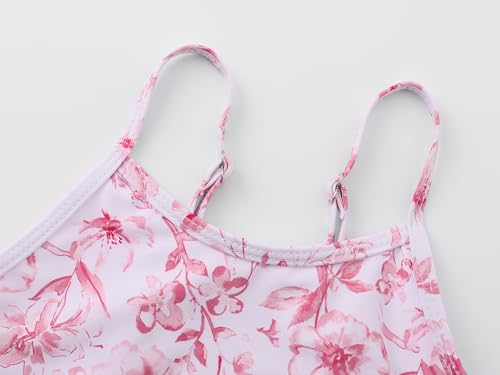 Image of Girls One Piece Swimsuits Adjustable Double Strap for Kids Palm Tree Print Toddler Bathing Suit Size 2T-10