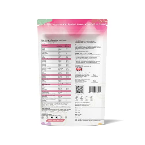 Image of U-VITA Grow Buddy Multivitamin Gummies for Kids (2+ Years) | No Added Sugar | 27 Essential Vitamins, Minerals & Pure herbal extracts | Made in India and Formulated in the UK |60 Gummies, Strawberry