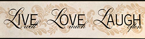 Wallpaper Border Live Love Laugh Beige Black Classic Retro Design 15' x 6.75"
