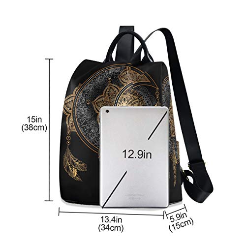 Alaza Boho Crescent Moon Dreamcatcher Backpack Purse For Women Anti Theft Fashion Back Pack Shoulder Bag One Size #TOP2