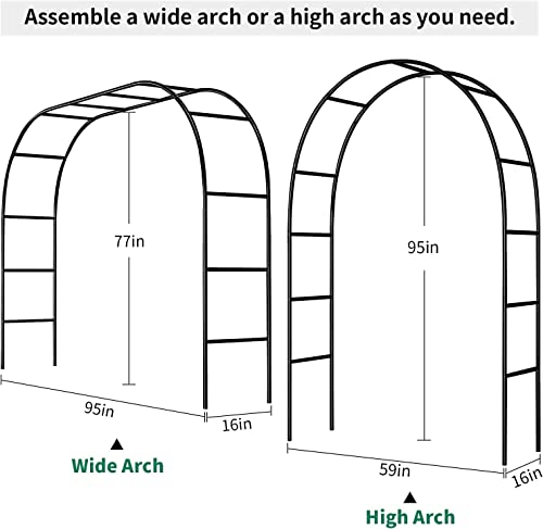 Garden Arch Trellis For Climbing Plants Outdoor Wedding Arches For Ceremony Black Metal Garden Arbor Indoor Garden Arches For Party Decoration 7.9Ft Wide X 6.4Ft High Or 4.9Ft Wide X 7.9Ft High #TOP5