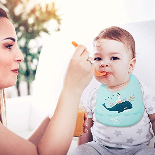 RIGHTWELL Babyslabbetjes van silicone, waterdicht, 3 stuks, met 6 verstelbare toetsen, uniseks, voor ontwenen, BPA-vrij… - Image 8