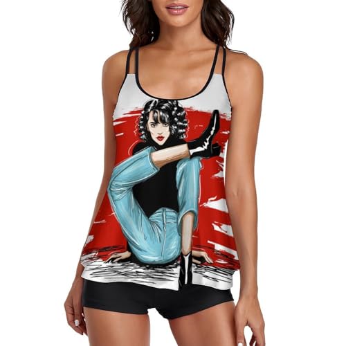 Tankini Jeans Cool Girl maillot de bain couvrant avec shorty contre les complexes sur la plage
