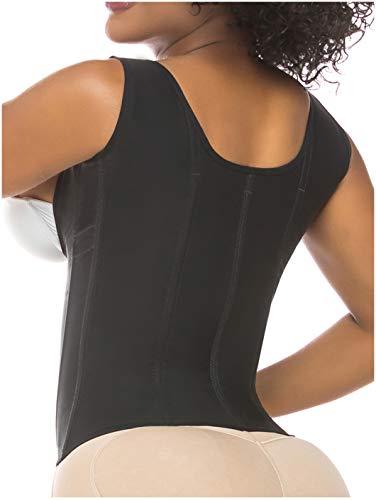 Salome 0314 Zip Waist Trainer Vest Faja Colombiana Chaleco Cinturilla Reductora de Mujer Black XS2