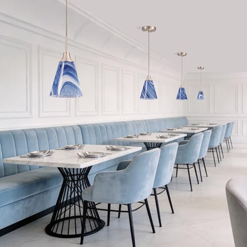 Image of Viinew Mini Glass Pendant Light,Blue Marble Glass Pendant Light 3-Pack