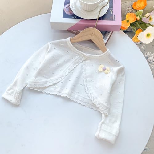 Girls Bolero Knitted Cardigan Kids One-Button 100% Cotton Wedding Bolero Cardigan Knitted Coat for Spring Summer2