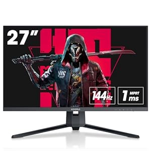 KOORUI 27 Zoll QHD Gaming Monitor 144 Hz, 1ms, DCI-P3 90% Farbumfangs, Adaptive Sync, (2560×1440, HDMI, DisplayPort) schwarz