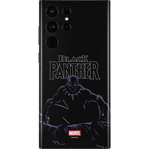 Skinit Decal Phone Skin Compatible with Galaxy S22 Ultra - Officially Licensed Marvel Black Panther Night Time Watch Design