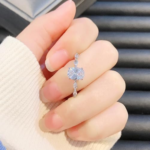Pear Shaped Engagement Rings Classic Promise Ring 925 Sterling Silver Oval Cut AAAAA Zircon Cubic Zirconia Promise Engagement Wedding Band Rings for Women Size 6