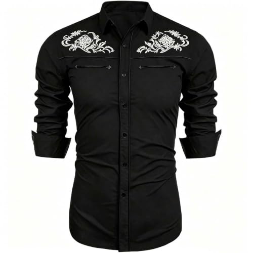 Chemise western robuste pour homme avec finitions empiècement cowboy