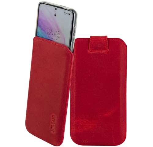 Suncase Custodia in pelle compatibile con Samsung Galaxy S25 5G, con funzione di ritiro e chiusura magnetica, colore: rosso antico